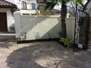 Well water rust stains removed from stucco wall