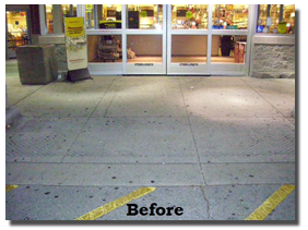 commercial concrete before gum cleaning