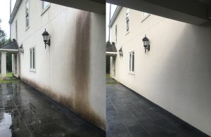 Stucco house wash before & after