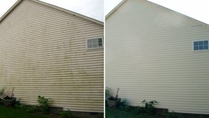 Vinyl siding house wash before & after